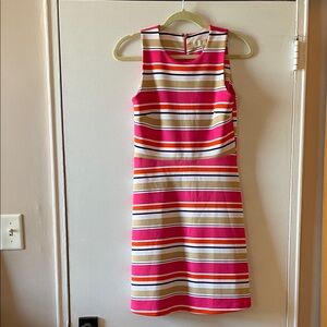 Michael Kors Striped Dress in Coral, Navy & Gold